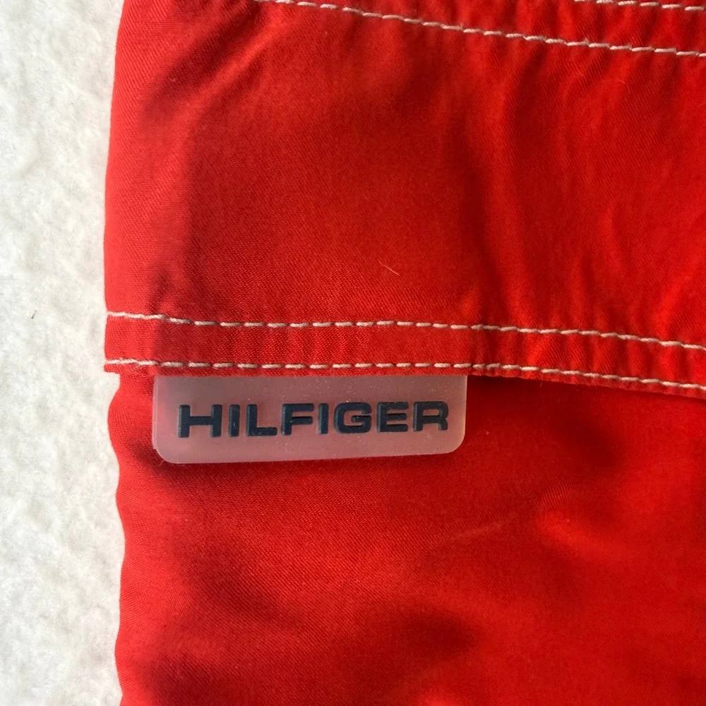 Tommy Hilfiger Swim Trunks Mens Medium Cargo Mesh Lined Red‎ Board Shorts